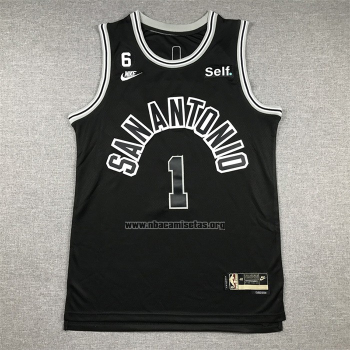 Camiseta San Antonio Spurs Victor Wembanyama NO 1 Classic 2022-23 Negro